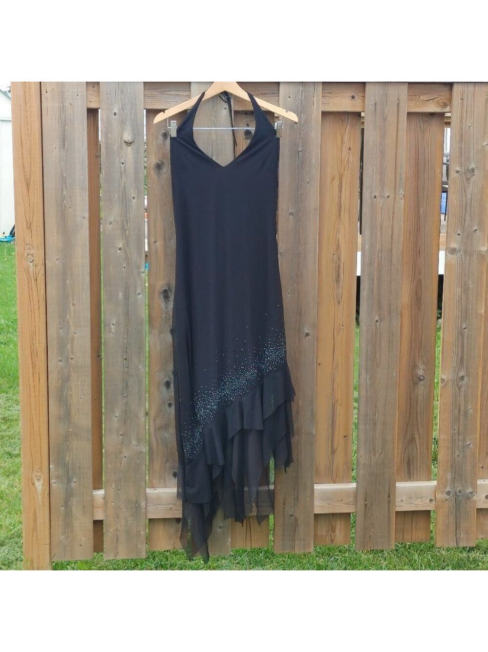 Vintage Fanny USA Sexy Gown Slip Dress Halter Dress BLACK Size Small
